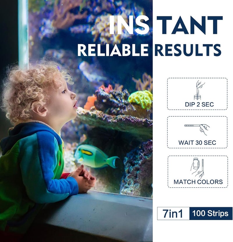 DIPSTIK Aquarium Test Strips, 7-Way Aquarium Test Kit for Freshwater Saltwater,50 Strips Quick and Accurate Fish Tank Pond Test Strips,Test Nitrate, Nitrite, Chlorine,Hardness,Alkalinity, Carbonate, Ph - Image 4